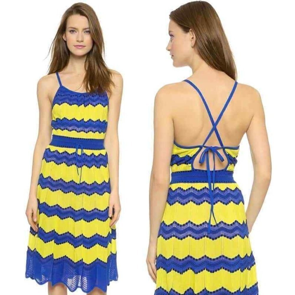 M Missoni Crochet Midi Strappy Dress Boho Sundress Zig Zag Stripe - Picture 1 of 9